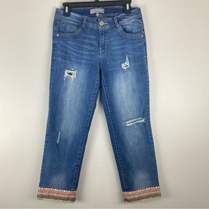Wit & Wisdom capri ripped jeans with a decorative hem size 4